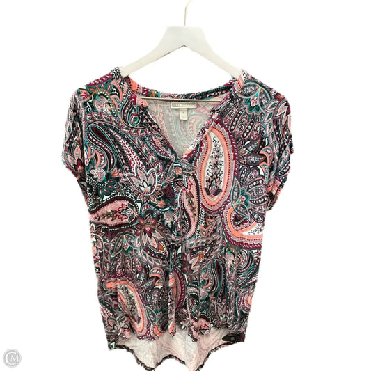 Top Short Sleeve By Dana Buchman In Multi-colored, Size: L