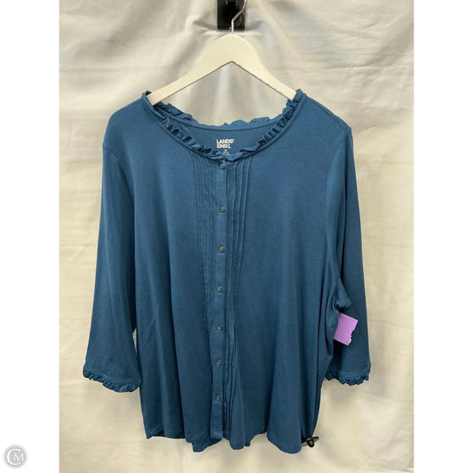 Top 3/4 Sleeve By Lands End In Teal, Size: 2x