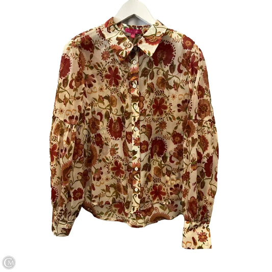 Top Long Sleeve By Flying Tomato In Cream, Size: L