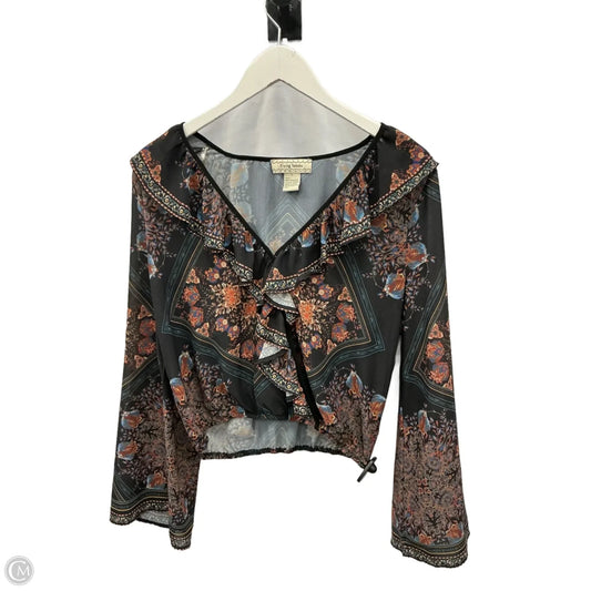 Top Long Sleeve By Flying Tomato In Black & Orange, Size: L