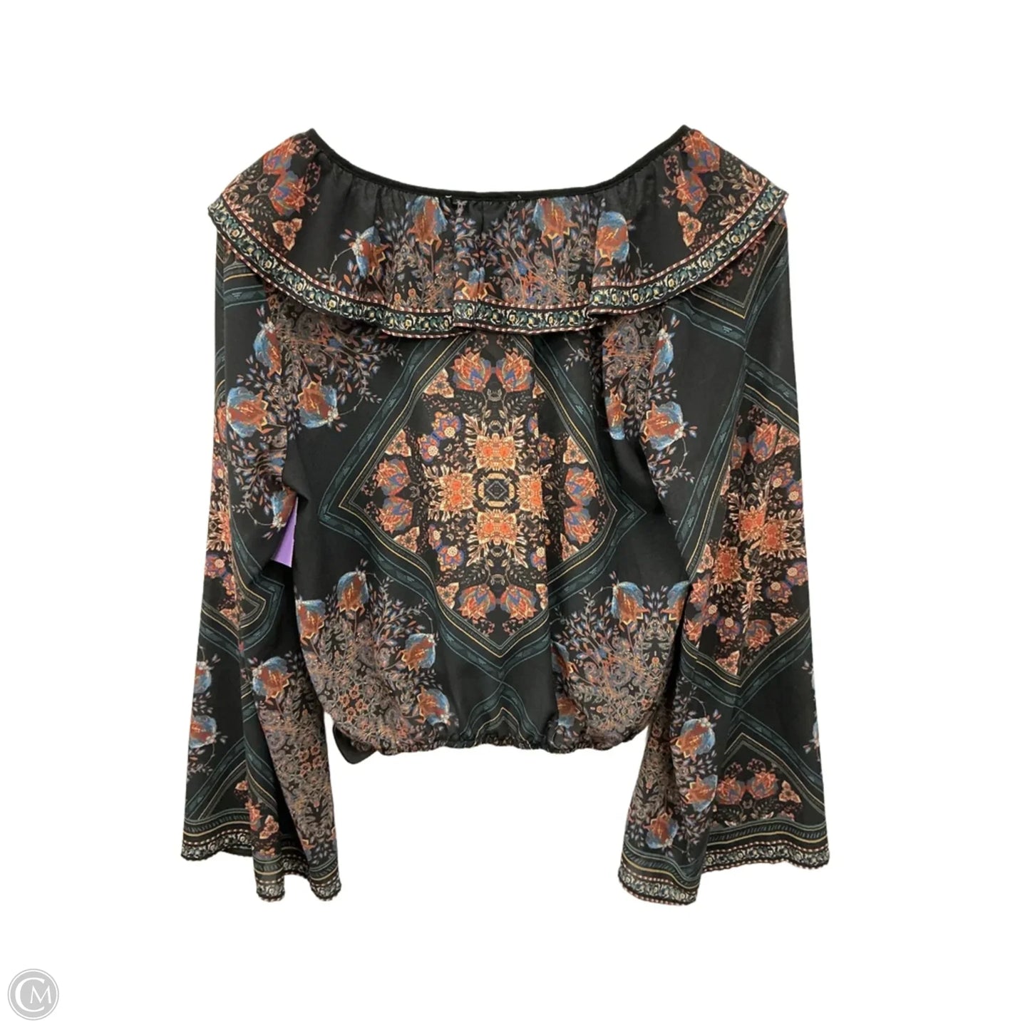 Top Long Sleeve By Flying Tomato In Black & Orange, Size: L