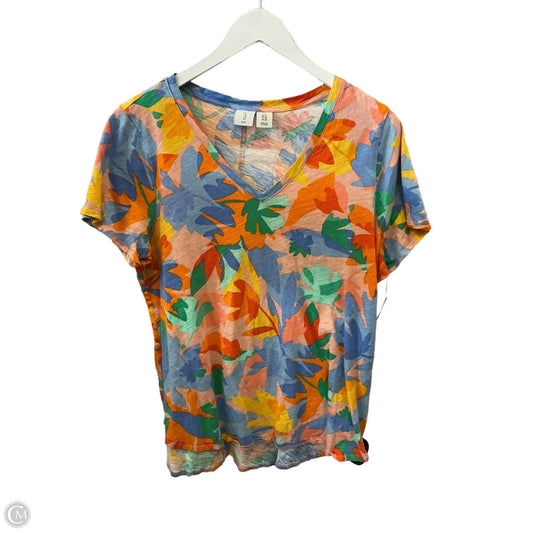 Top Short Sleeve By Joie In Blue & Orange, Size: 1x