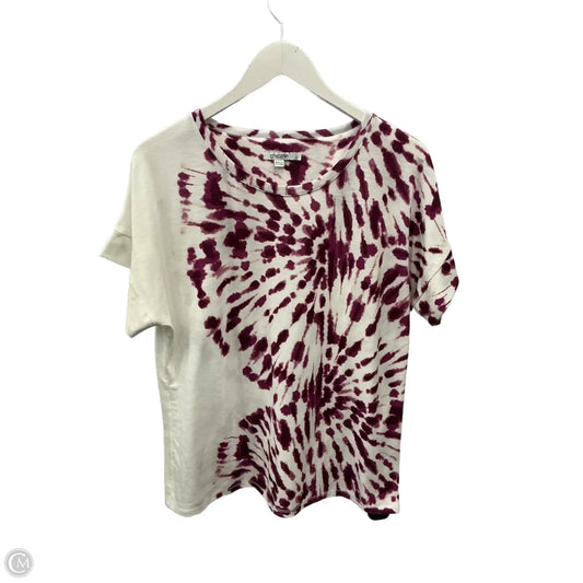 Top Short Sleeve By Chicos In Pink & White, Size: M
