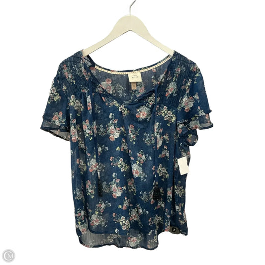 Top Short Sleeve By Knox Rose In Blue, Size: Xl