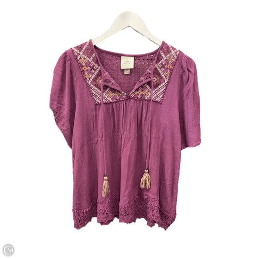 Top Short Sleeve By Knox Rose In Purple, Size: L