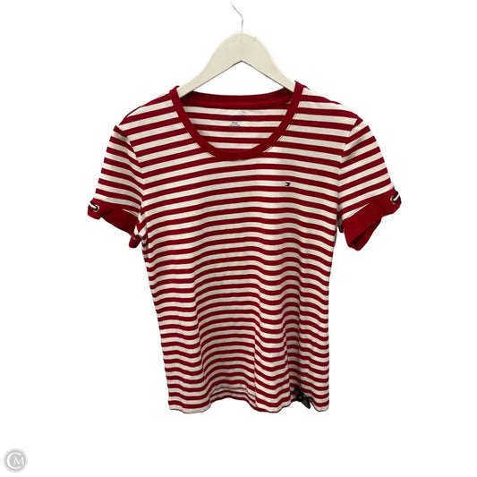 Top Short Sleeve By Tommy Hilfiger In Red & White, Size: M