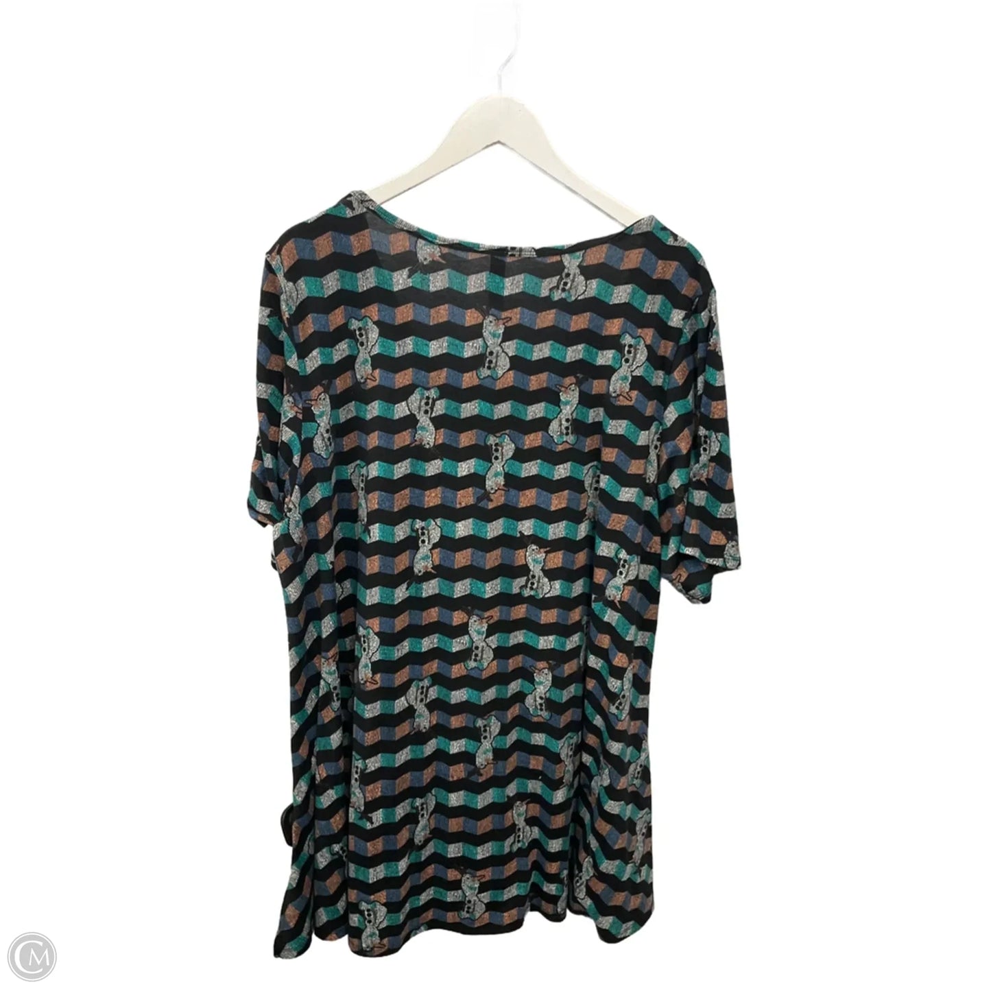 Top Short Sleeve By Lularoe In Black & Green, Size: 3x