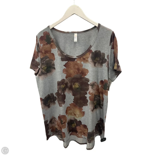 Top Short Sleeve By Lularoe In Brown & Grey, Size: 3x