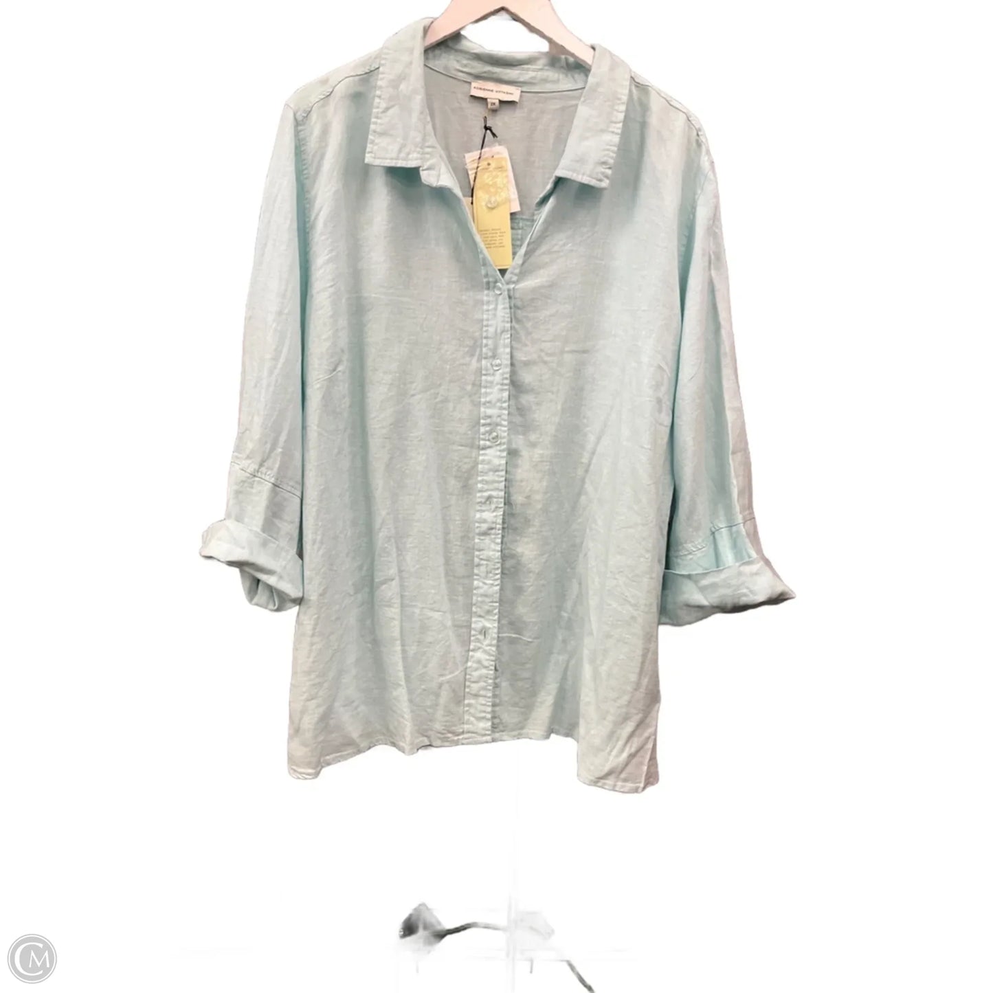 Top 3/4 Sleeve By Adrienne Vittadini In Green, Size: 2x