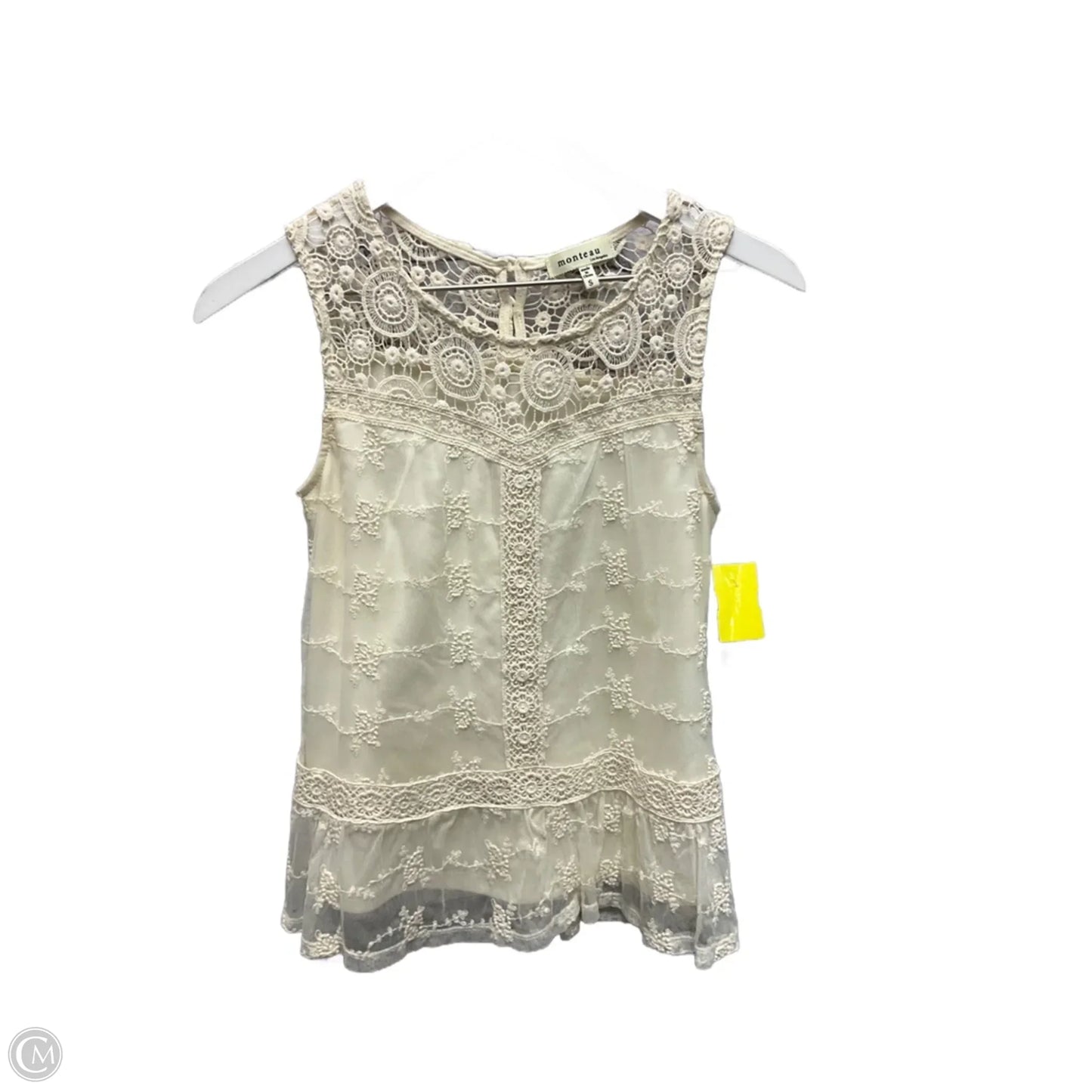Top Sleeveless By Monteau In Cream, Size: S