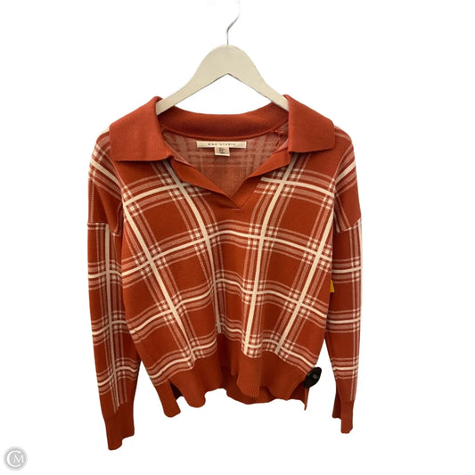 Top Long Sleeve By Max Studio In Cream & Orange, Size: M