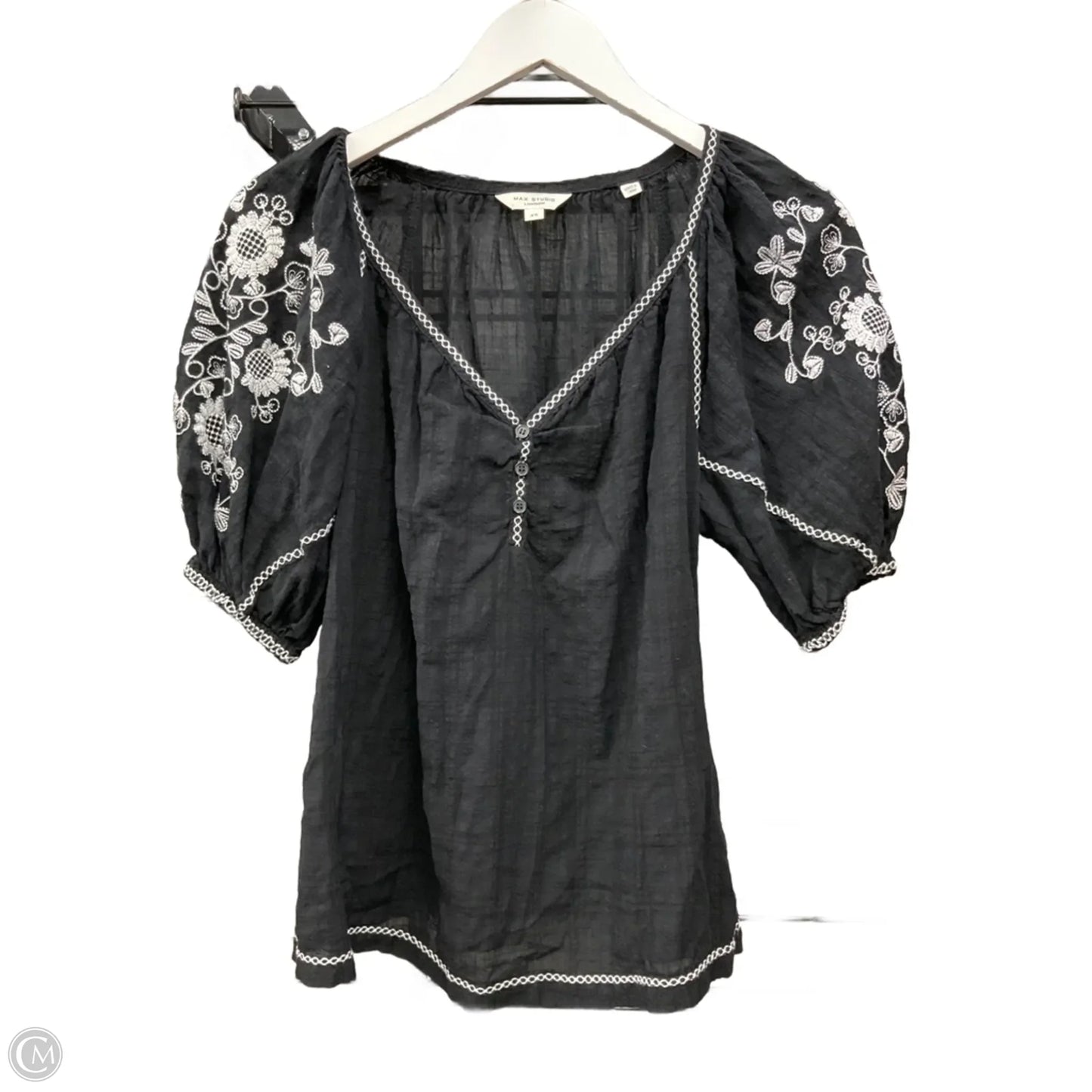 Top Short Sleeve By Max Studio In Black & White, Size: Xs