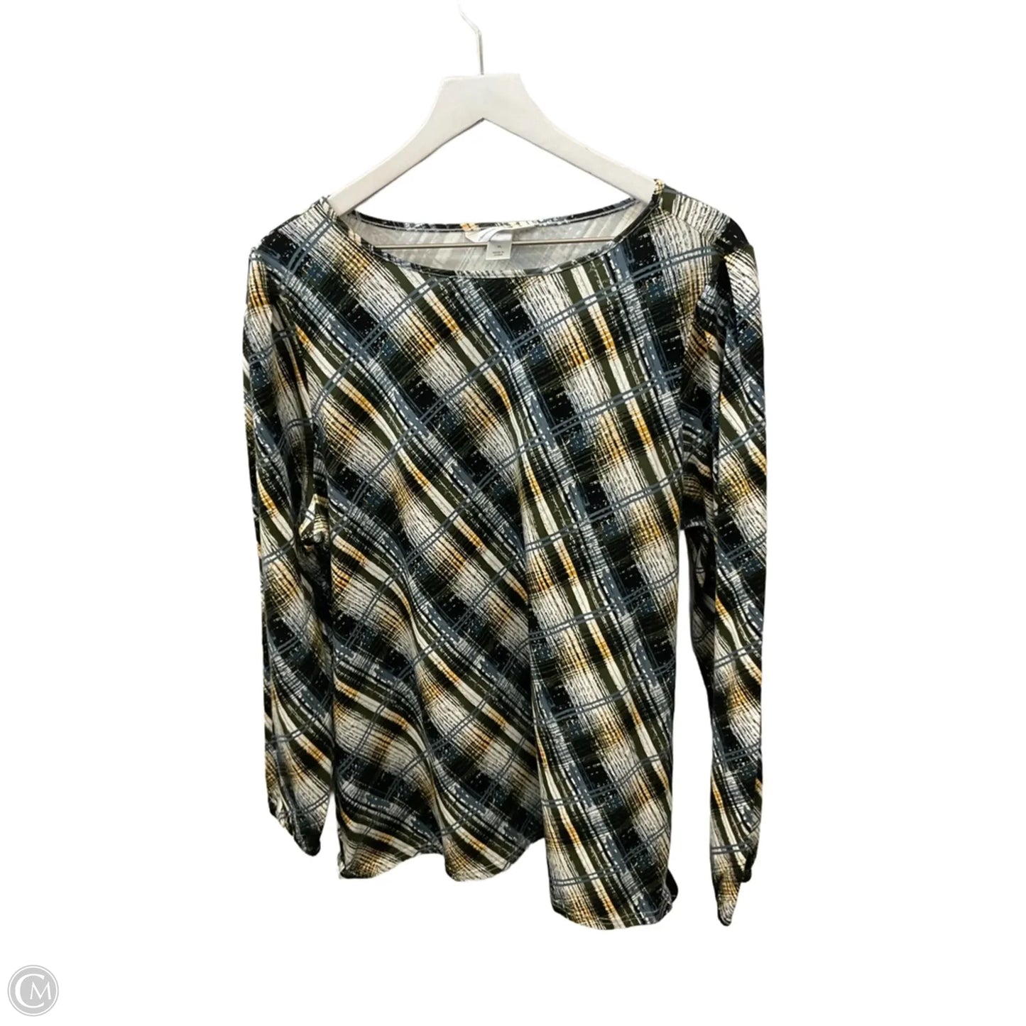 Top Long Sleeve By Christopher And Banks In Plaid Pattern, Size: Xl