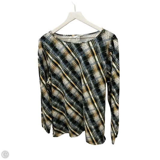 Top Long Sleeve By Christopher And Banks In Plaid Pattern, Size: Xl
