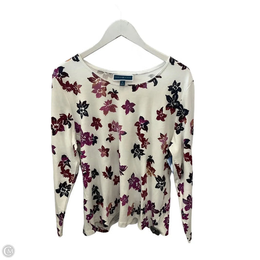Top Long Sleeve By Karen Scott In Purple & White, Size: Xl