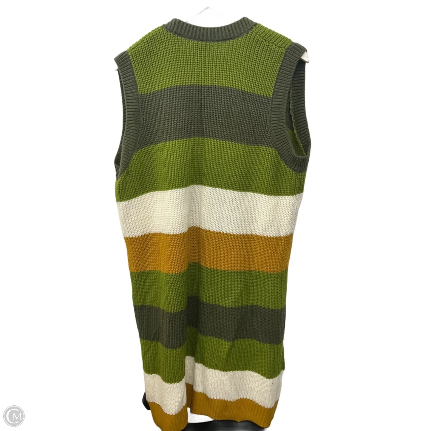 Vest Sweater By Cato In Green & Orange, Size: L
