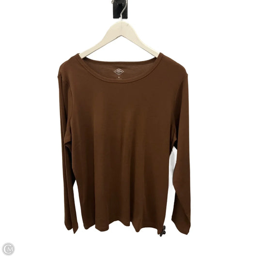 Top Long Sleeve By St Johns Bay In Brown, Size: Xl