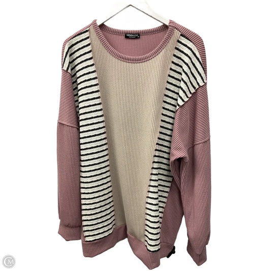 Top Long Sleeve By Heimish Usa In Cream & Pink, Size: 2x