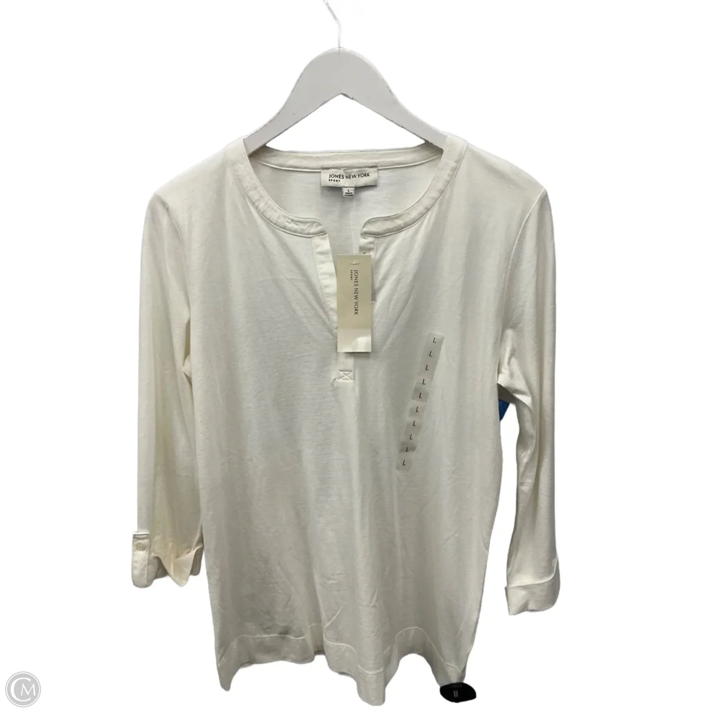 Top Long Sleeve By Jones New York In Cream, Size: L