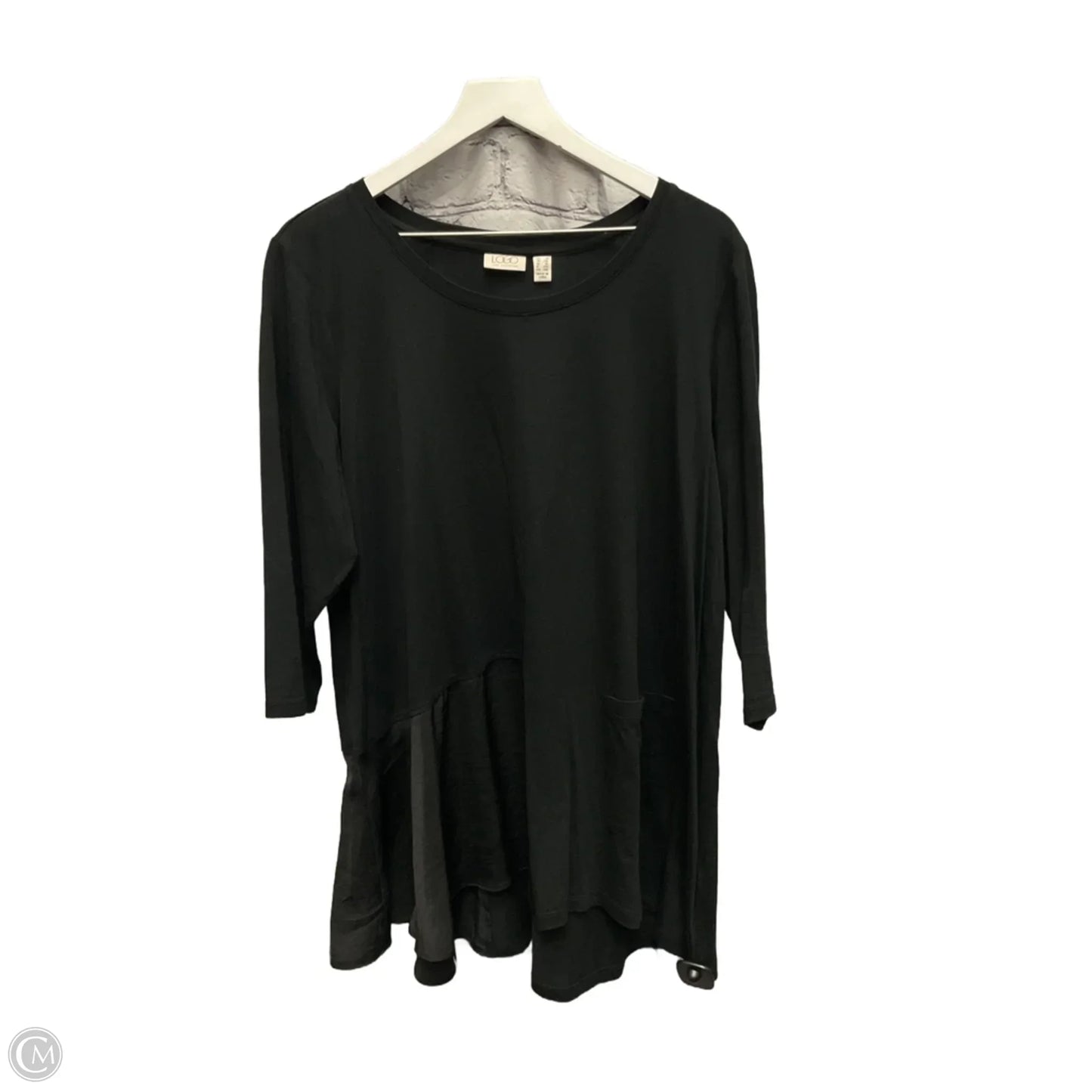 Tunic 3/4 Sleeve By Logo In Black, Size: 1x