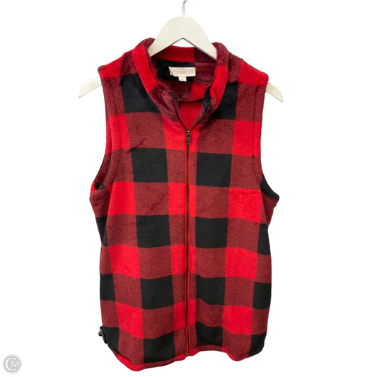 Vest Fleece By Suzanne Betro In Black & Red, Size: Xl