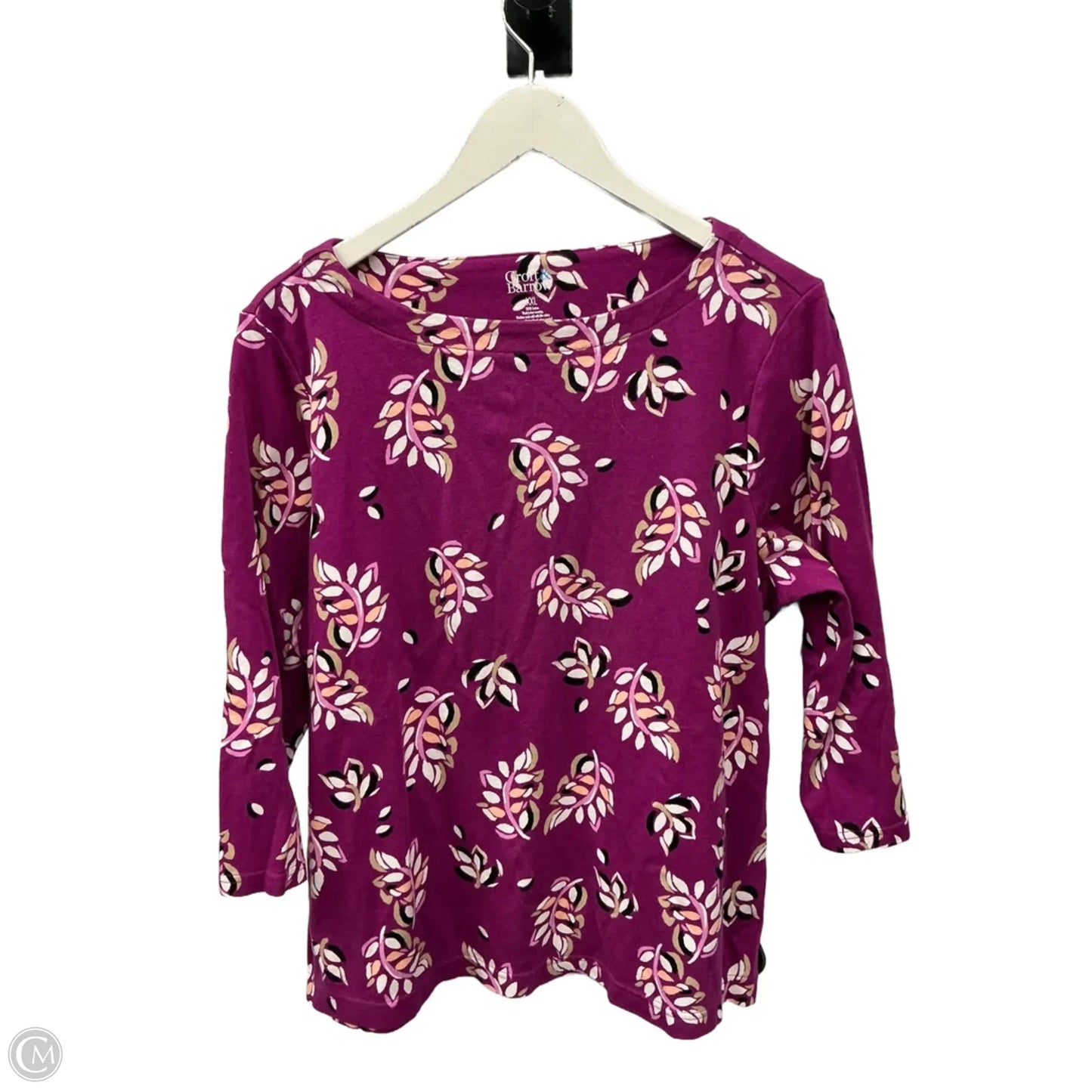 Top 3/4 Sleeve By Croft And Barrow In Pink, Size: Xxl