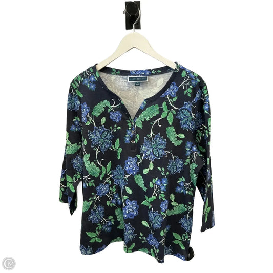 Top 3/4 Sleeve By Karen Scott In Blue & Green, Size: Xl