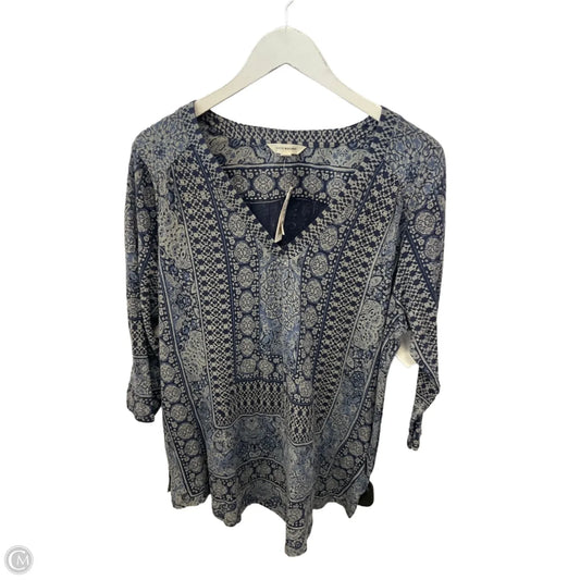 Top Long Sleeve By Lucky Brand In Blue, Size: 1x