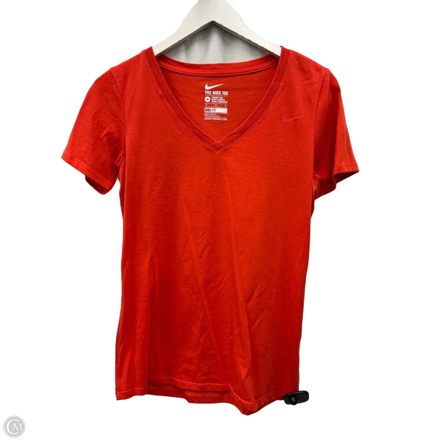 Athletic Top Short Sleeve By Nike In Orange, Size: M