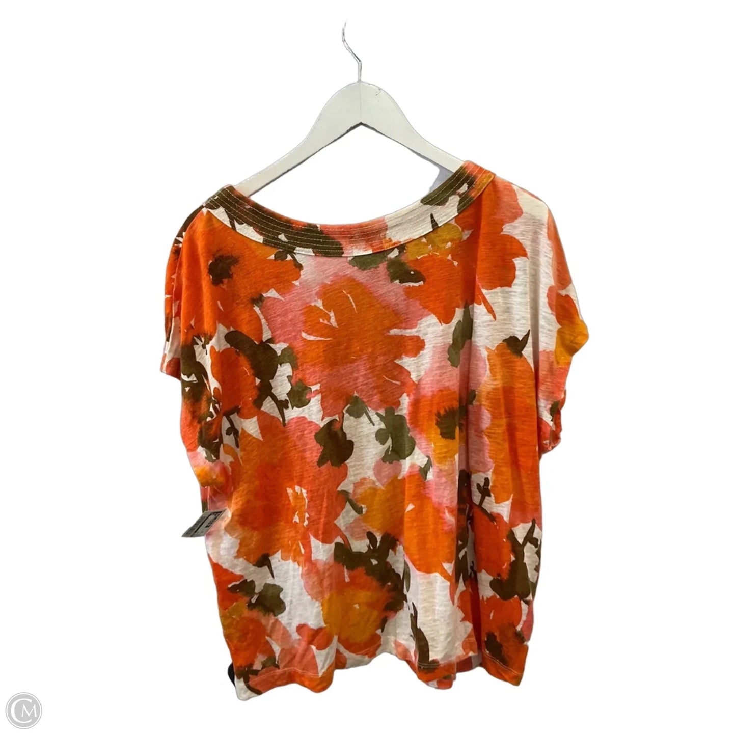 Top Short Sleeve By Joie In Orange, Size: 2x