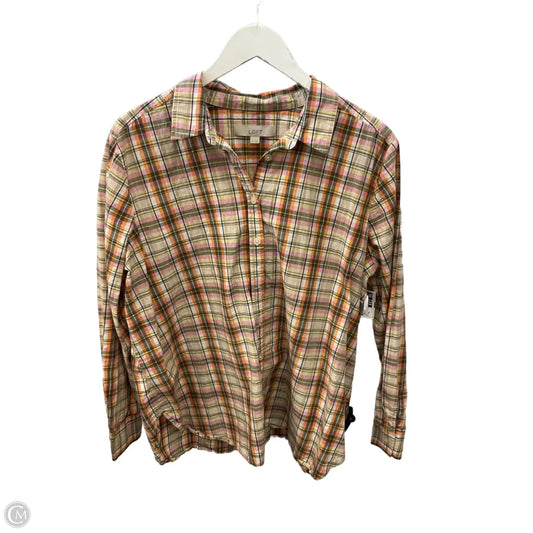Top Long Sleeve By Loft In Green & Orange, Size: Xl