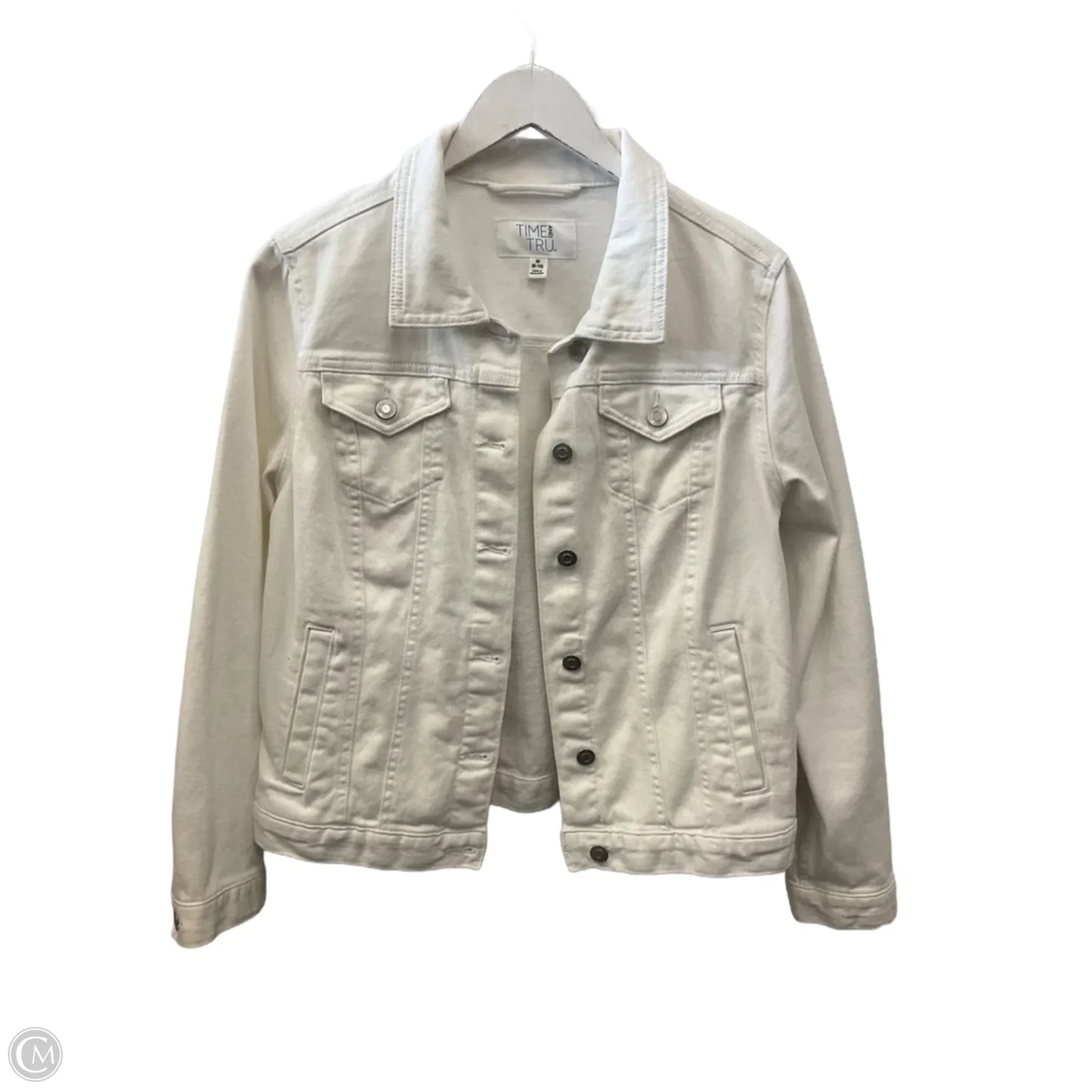 Jacket Denim By Time And Tru In White, Size: M