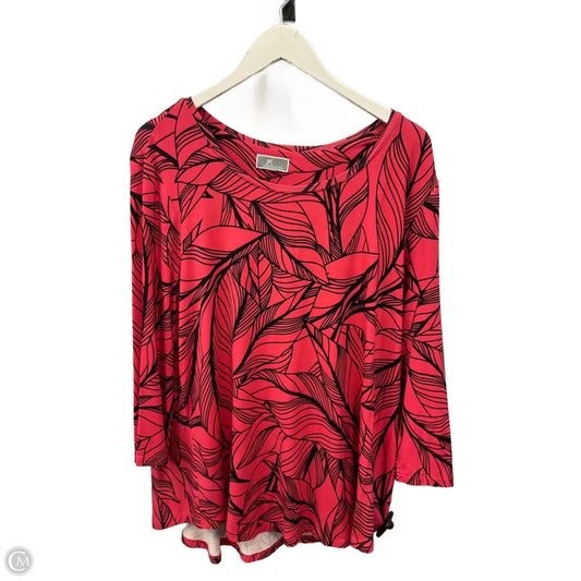 Top 3/4 Sleeve By Jm Collections In Black & Pink, Size: Xl