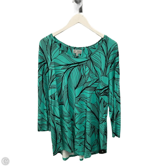 Top 3/4 Sleeve By Jm Collections In Black & Green, Size: Xl