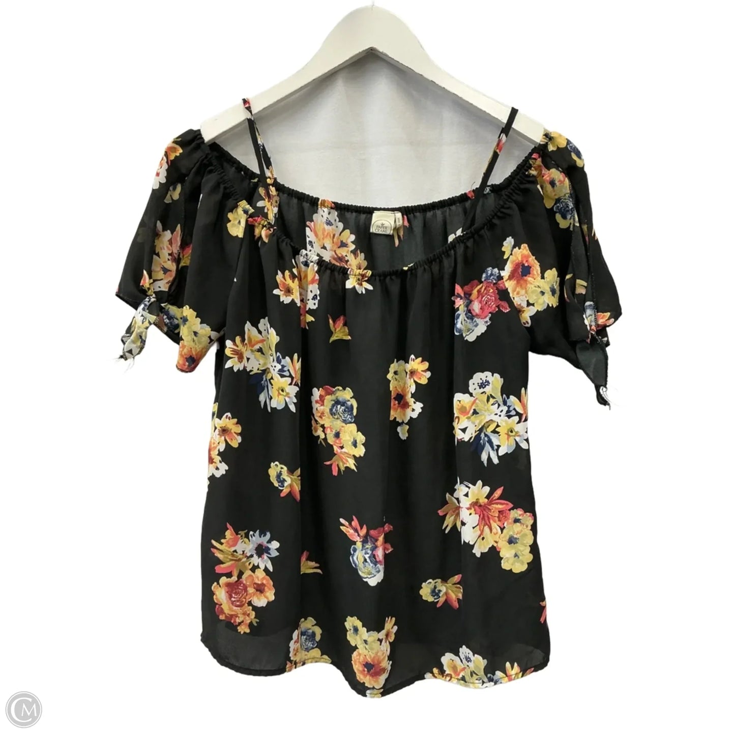 Top Short Sleeve By Paper Crane In Floral Print, Size: L