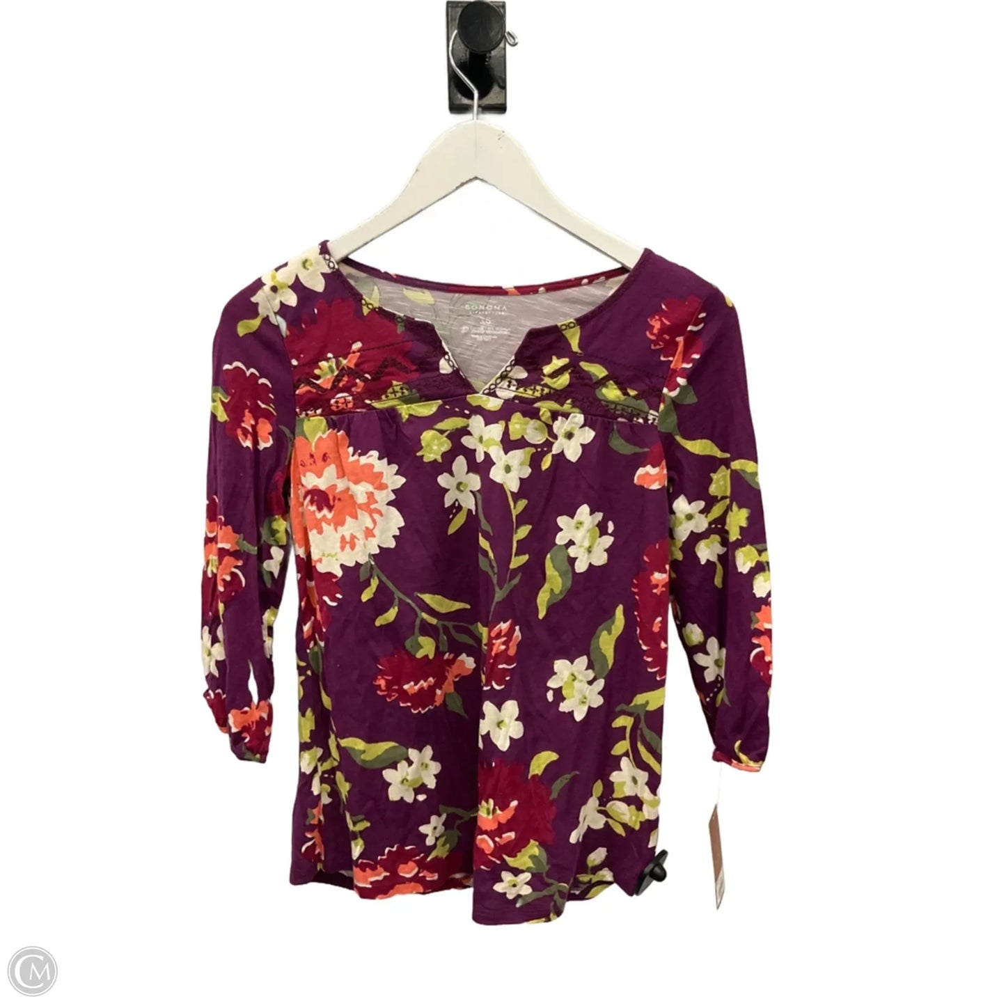 Top 3/4 Sleeve By Sonoma In Floral Print, Size: Xs