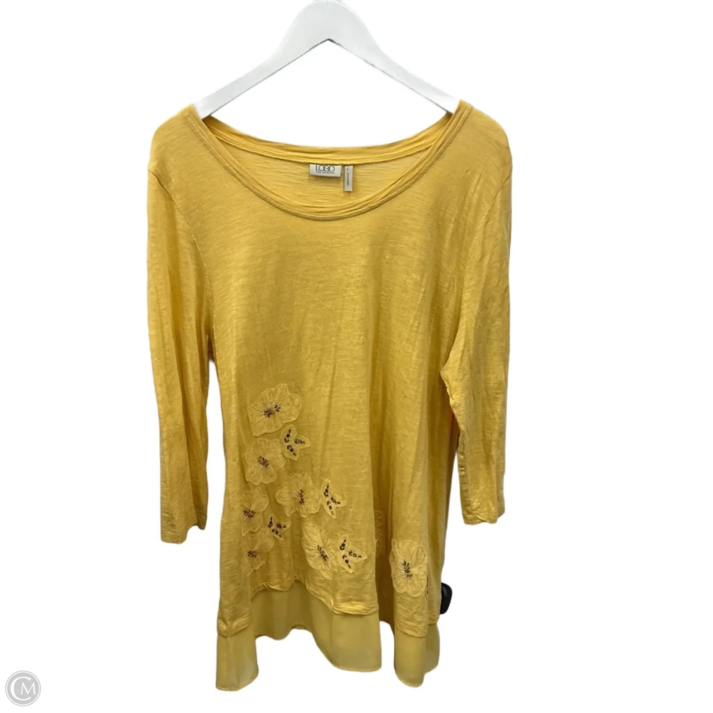 Top 3/4 Sleeve By Logo In Yellow, Size: L