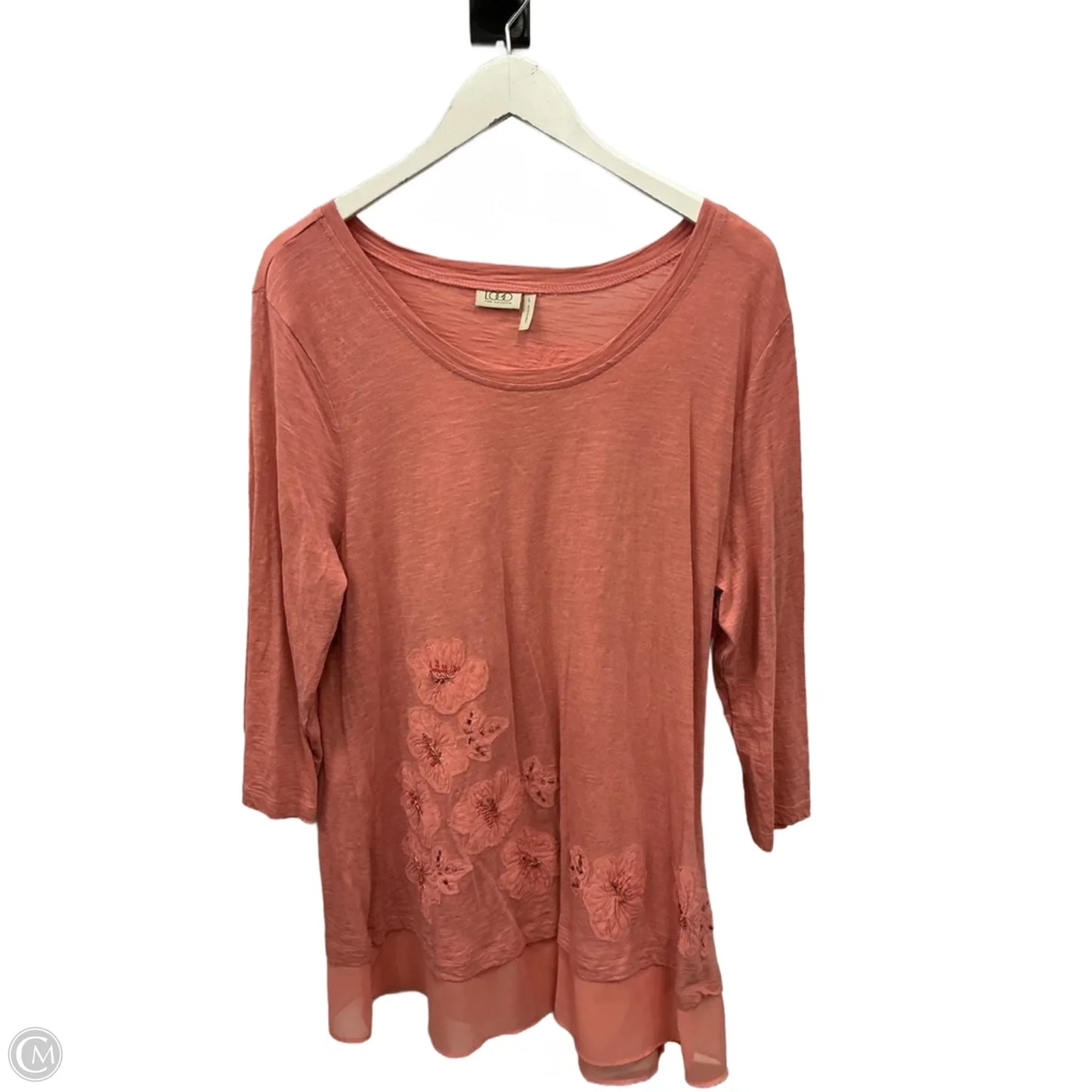 Top 3/4 Sleeve By Logo In Peach, Size: L