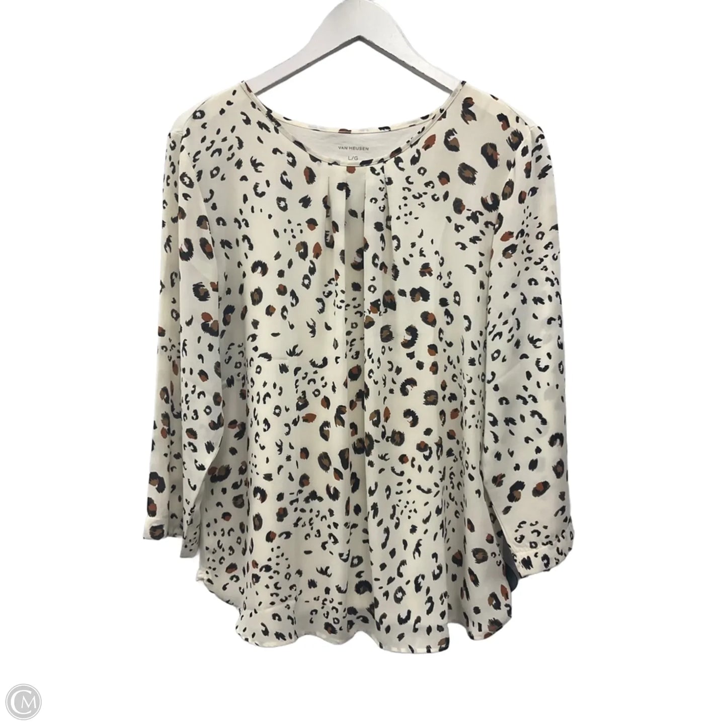 Top 3/4 Sleeve By Van Heusen In Animal Print, Size: L
