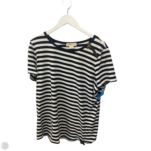 Top Short Sleeve Designer By Michael Kors In Blue & White, Size: 2x