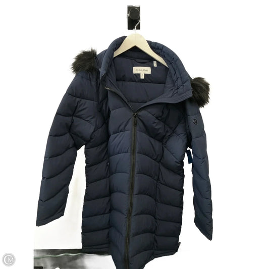 Coat Puffer & Quilted By Calvin Klein In Blue, Size: Xl