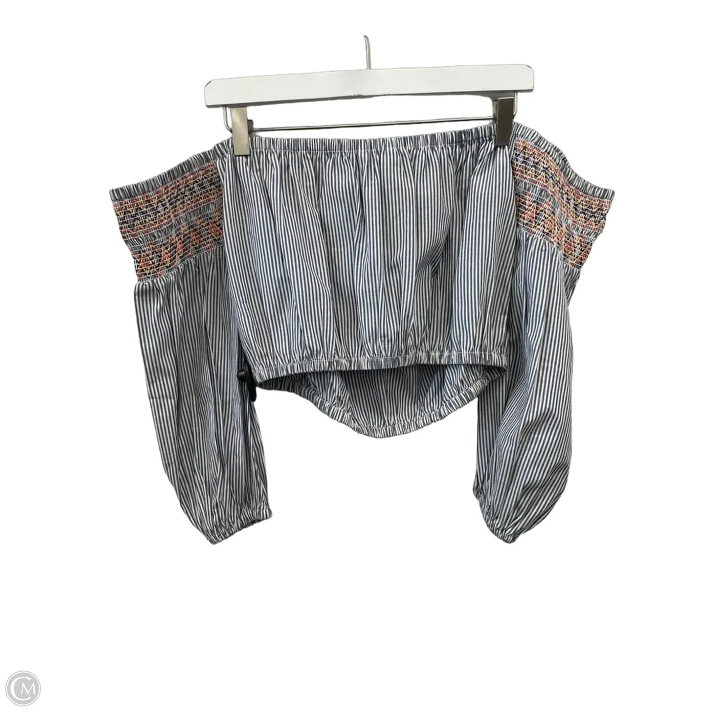 Top 3/4 Sleeve By American Eagle In Grey & White, Size: S