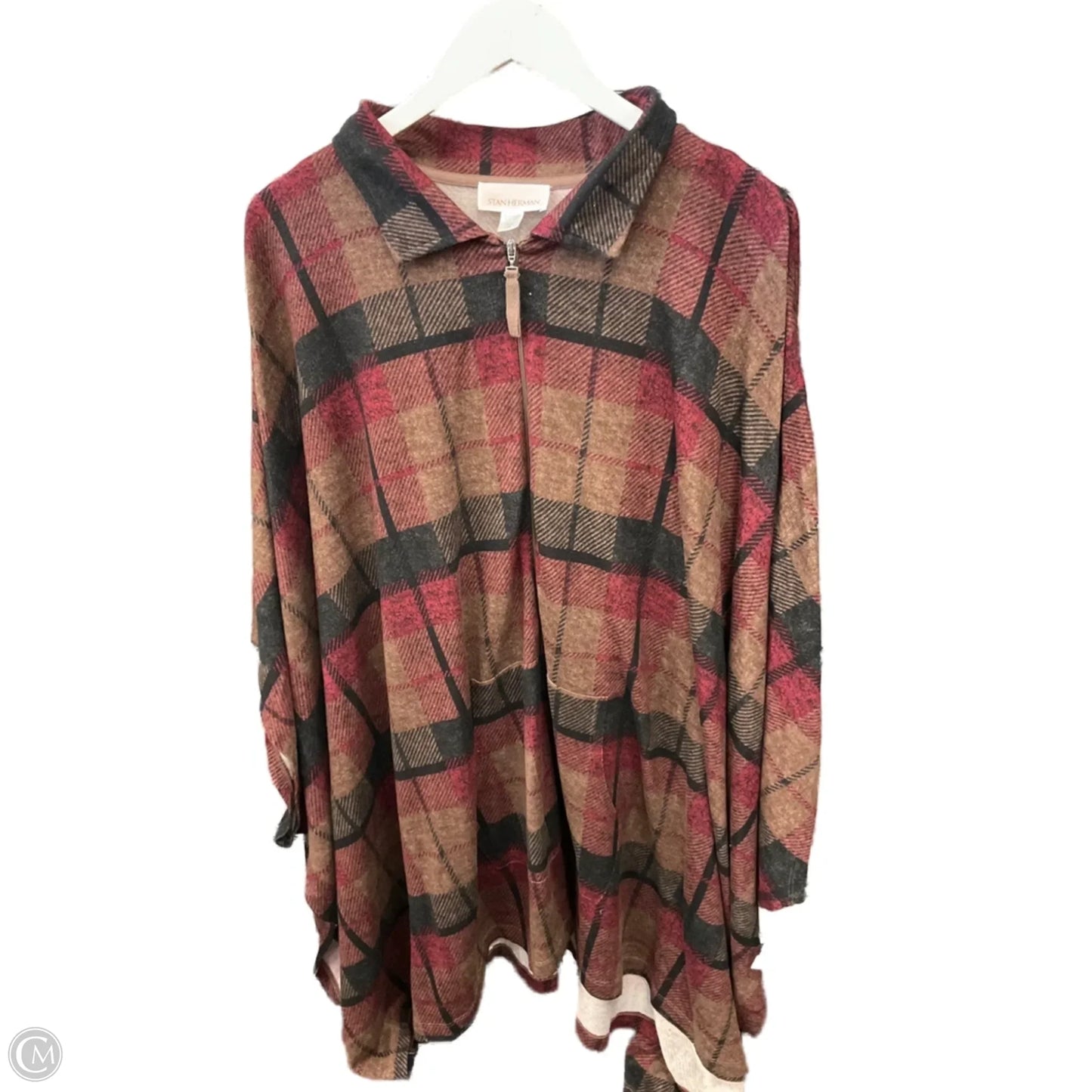 Poncho By Clothes Mentor In Brown & Red, Size: 2x