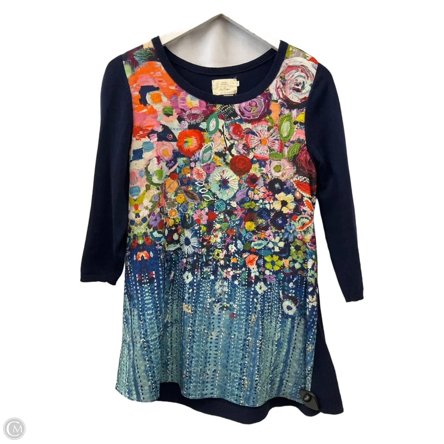 Tunic 3/4 Sleeve By Clothes Mentor In Navy, Size: S