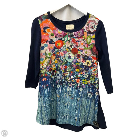 Tunic 3/4 Sleeve By Clothes Mentor In Navy, Size: S