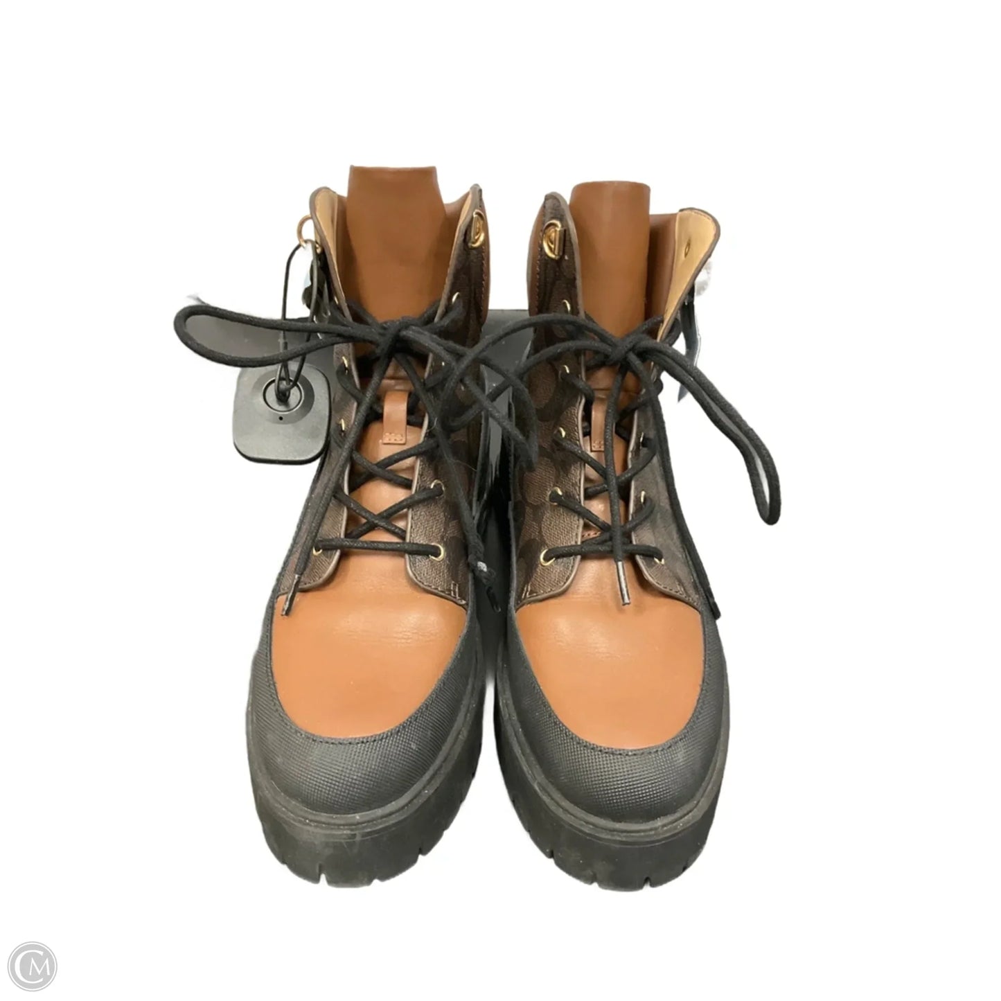 Boots Designer By Coach In Black & Brown, Size: 7.5