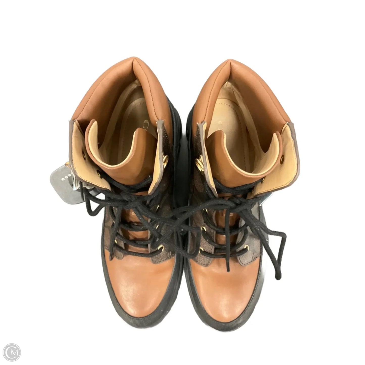 Boots Designer By Coach In Black & Brown, Size: 7.5