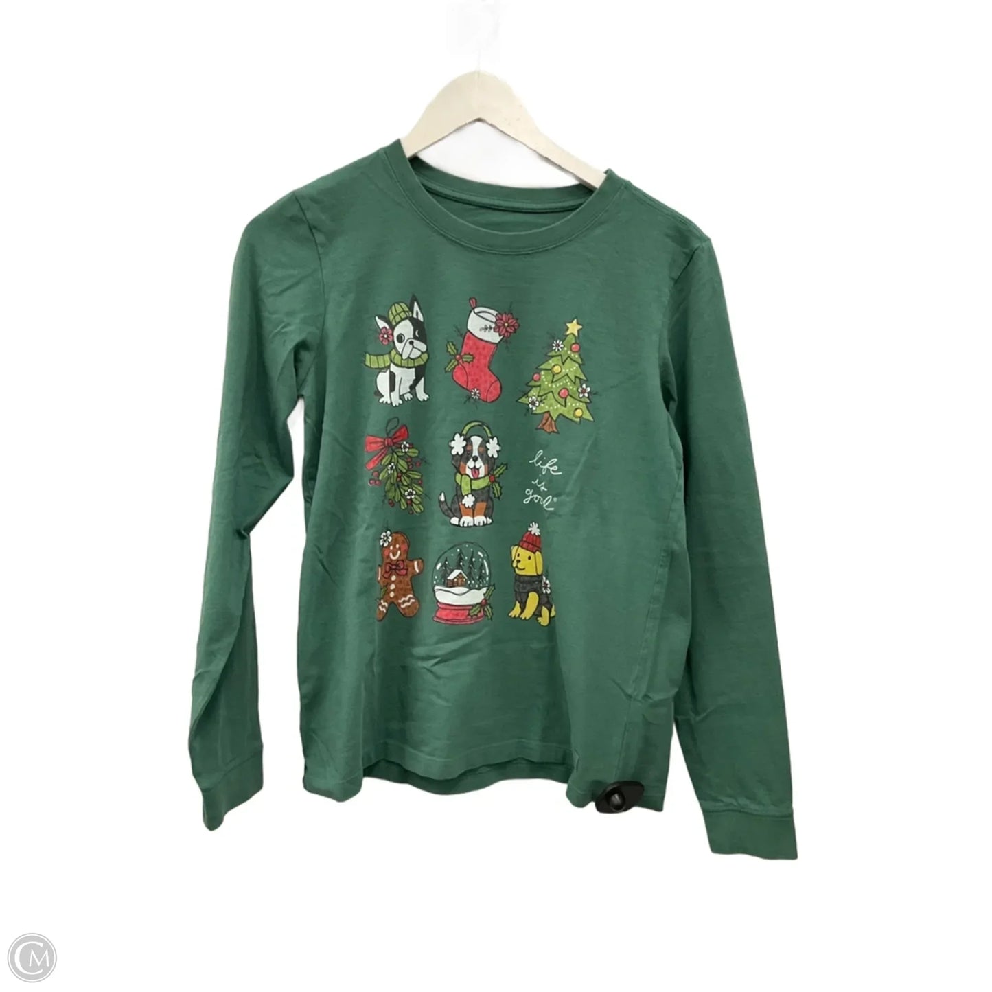 Top Long Sleeve By Life Is Good In Green, Size: S