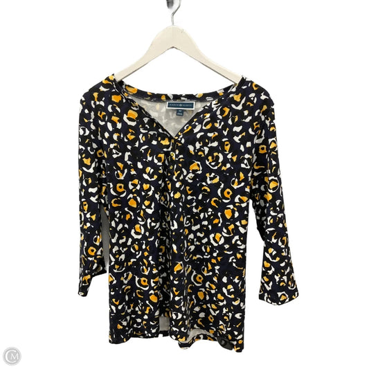 Top 3/4 Sleeve Basic By Karen Scott In Black & Blue, Size: Xl
