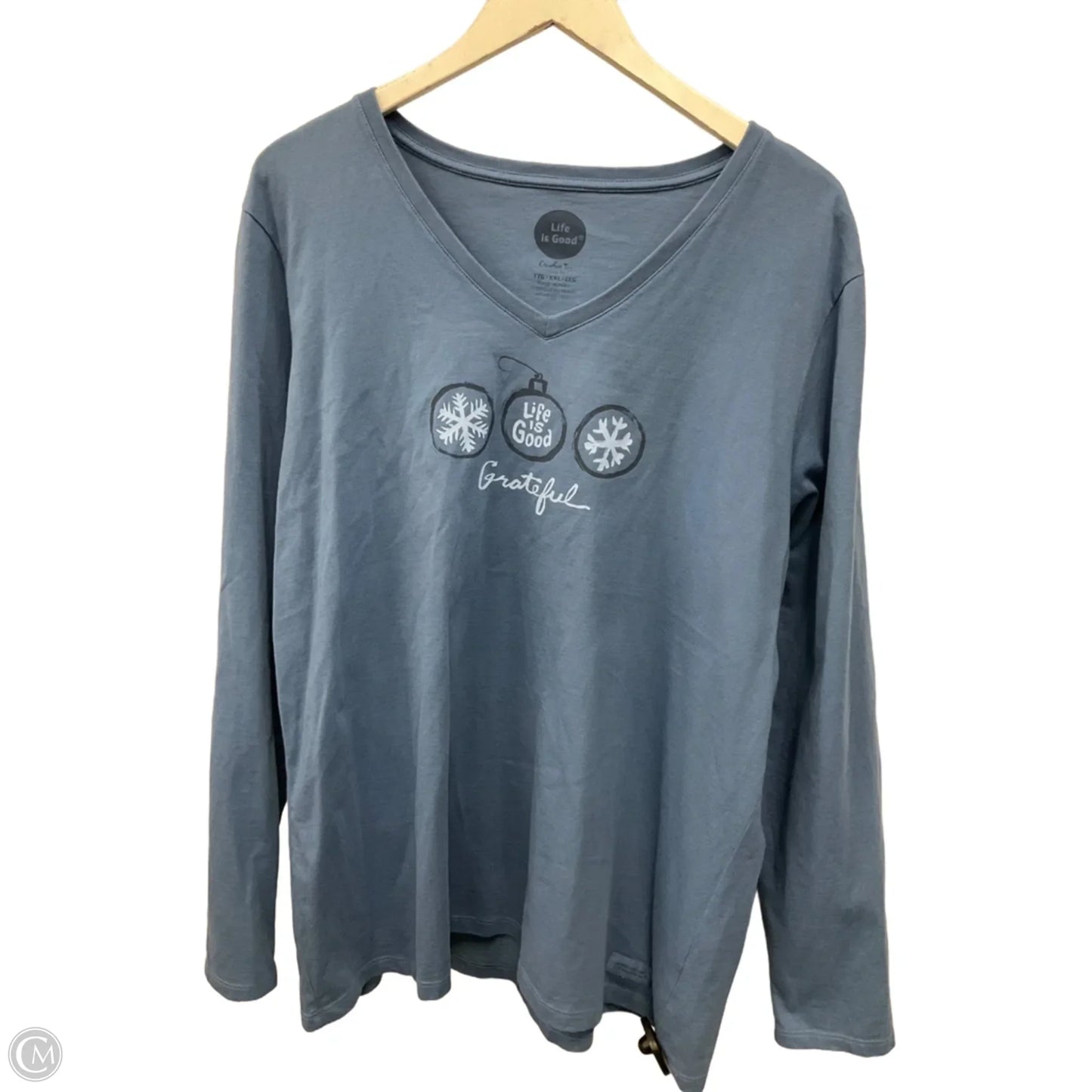Top Long Sleeve By Life Is Good In Blue, Size: Xxl